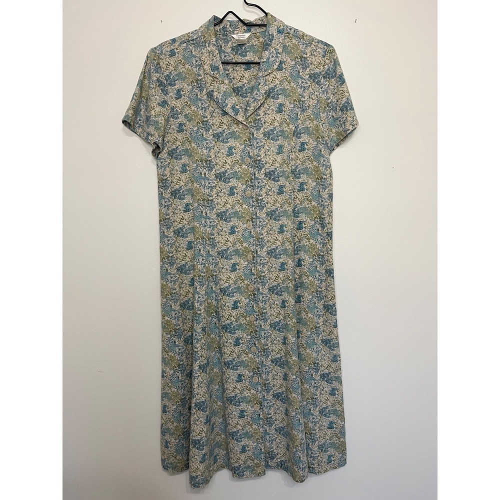 Christopher & Banks Vintage Midi Dress Women's 12 Cottage Core Button Collar